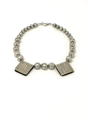 Handmade Hammered Silver Bead Two Antique Silver Hirz