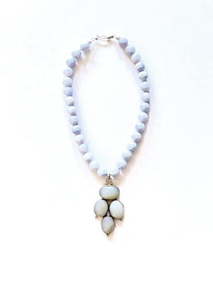 Aquamarine Gemstone Necklace Stunning Silver Encased Moonstone Pendant