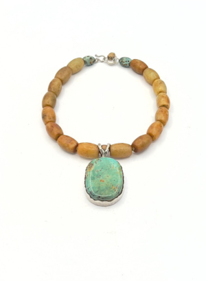 Yellow Jasper Necklace Handmade Turquoise Tree of Life Pendant