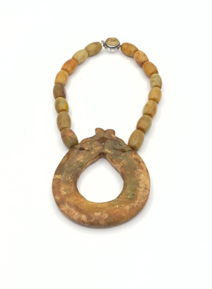 Carved Olive Opal Necklace Carved Jade Phoenix Pendant