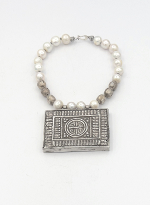 Antique Balochi Amulet with Baroque Pearls and Handmade Beads