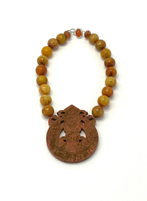 Olive Opal Necklace Red Antique Jade Pendant