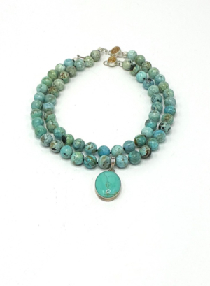 Three Necklaces in One Larimar Jasper with Turquoise and Sterling Silver