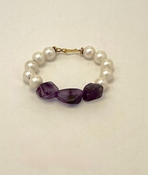 Pearl and Three Amethyst Bracelet