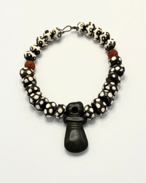 Handmade Inlay and Wood Baule Necklace Jade Pendant