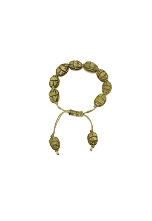 Handmade Egyptian Soapstone Scarab Adjustable Bracelet