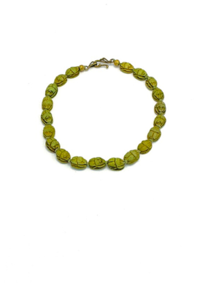 Hand Carved Egyptian Soapstone Scarab Necklace